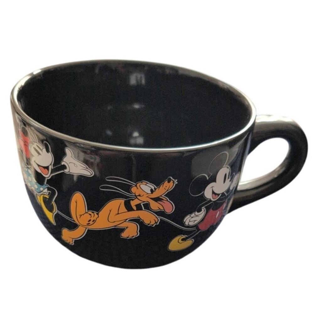 Disney Mickey and Friends Ceramic Soup Cereal Bowl Black Graphic EUC - Picture 4 of 6